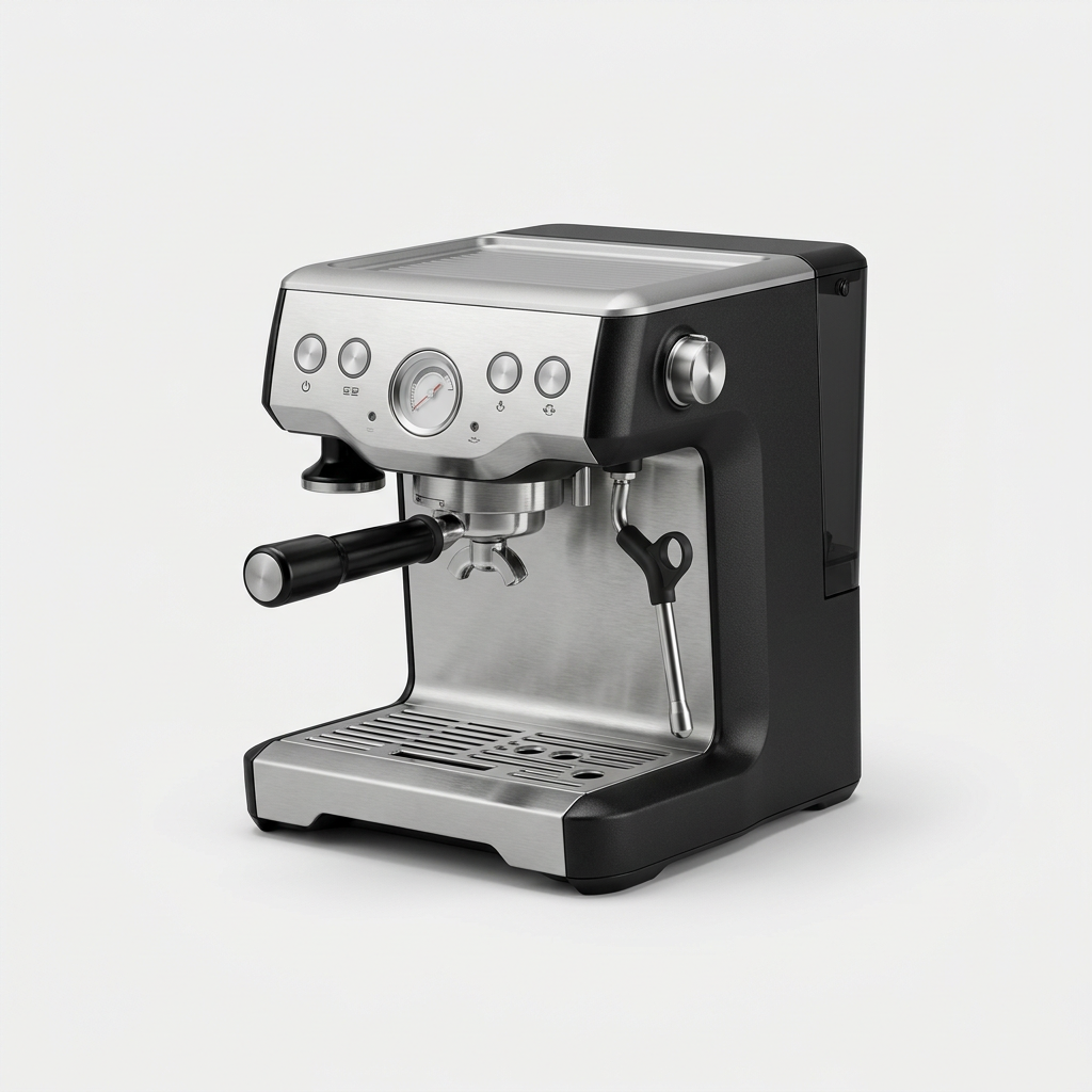 Sample deal: a black and steel espresso machine