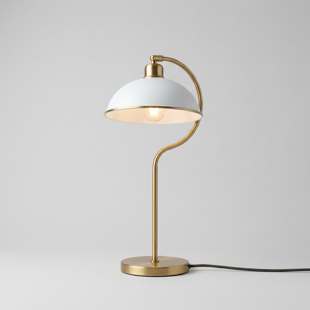 Sample deal: a brass and white desk lamp
